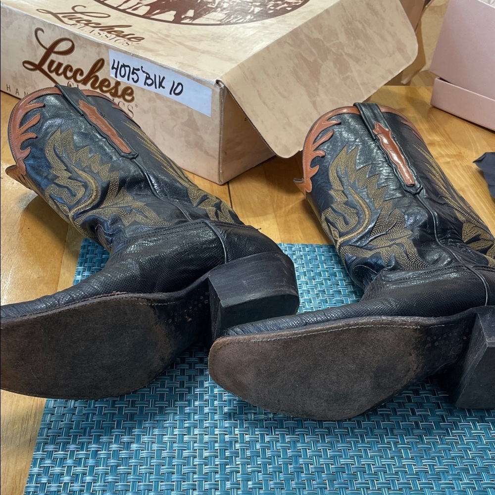 Lucchese Black and Brown Western Boots - Picture 4 of 9